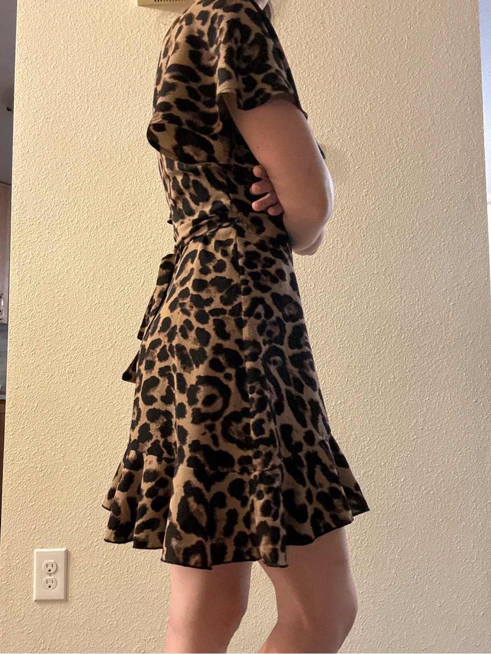 Lightweight Leopard Print Wrap Dress